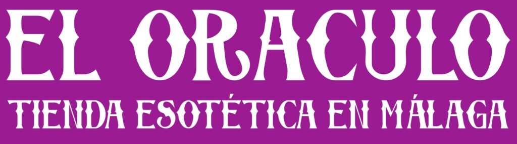 Logotipo blanco de El Oraculo - Tienda esotérica en Málaga con fondo morado